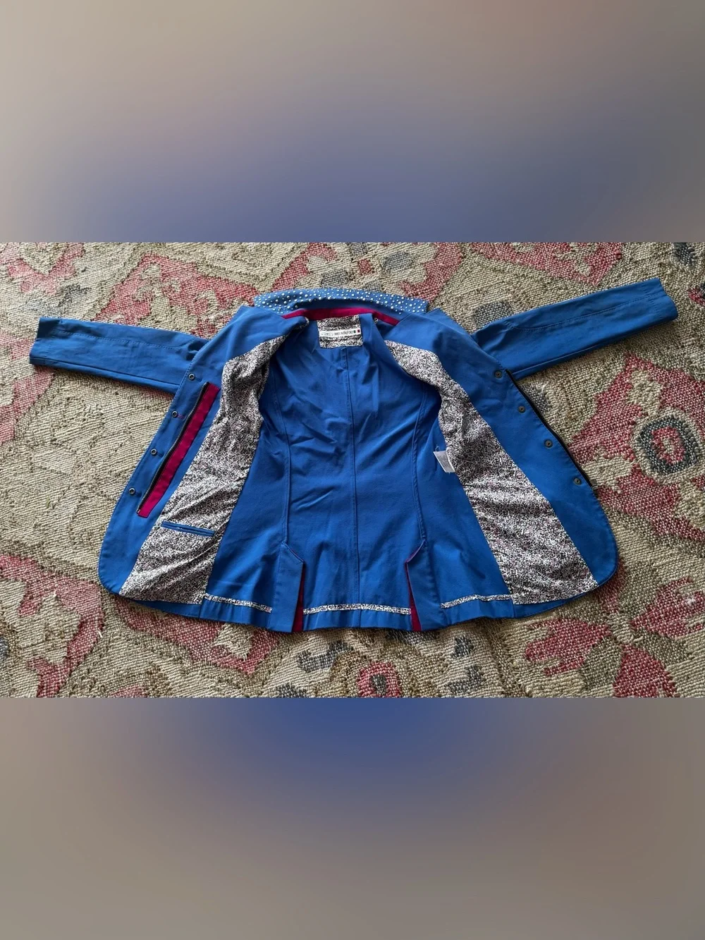 Animo Italia Show Jacket Blue w/ Stud Embellishments & Floral Trim IT 40/US 4 - Picture 6 of 16